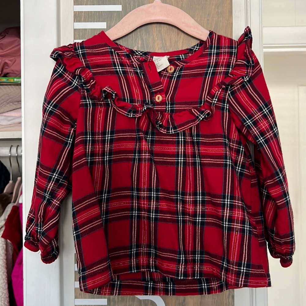 H&M 12-18M Red Plaid Top